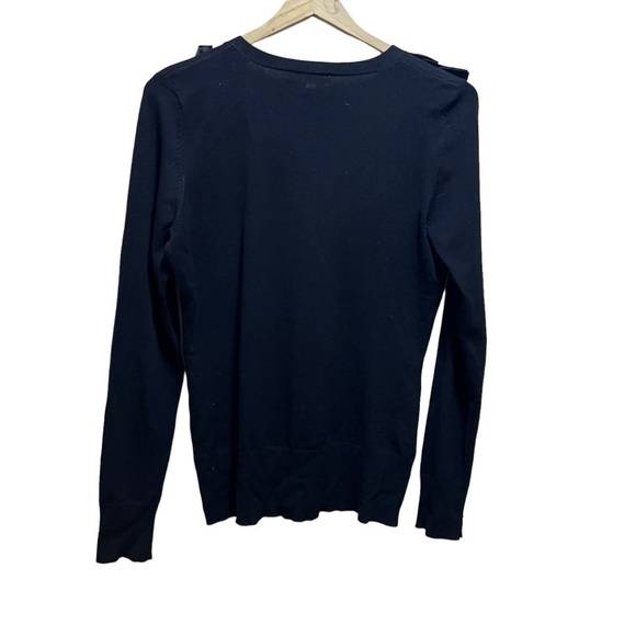 Le Chateau Black Vneck Ruffle Cardigan  Size Small - Picture 2 of 6